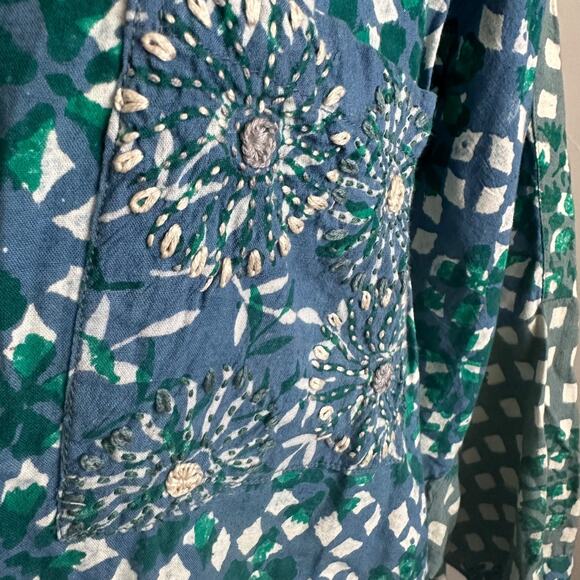 Marketplace Handwork of India Art to Wear Button Up Top Size XS/S Oversized - Picture 4 of 7
